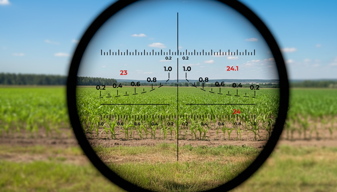 Ilustração das linhas horizontal e vertical no retículo